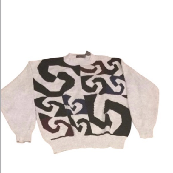 Vtg JT Beckett Textured Sweater Men's Size L Multi Colored 80s 90s Hong Kong - Picture 4 of 9